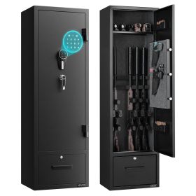 4 Gun Safe, Long Gun Cabinet for Rifles and Pistols, Quick Access Fireproof Rifle Safe with 2 Ammo Slots, 2 Pistol Pockets & 2 Adjustable Racks, Large
