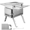VEVOR Tent Wood Stove 17.5x14.7x10.6 inch, Camping Wood Stove 304 Stainless Steel With Folding Pipe, Portable Wood Stove 95.7 inch Total Height For Ca
