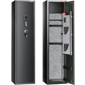 VEVOR 6 Rifles Gun Safe, Rifle Safe with Fingerprint & Digital Keypad Lock, Gun Storage Cabinet for Shotguns with Built-in Storage Locker, Removable S