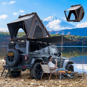 Explorer Pro Rooftop Tent Hard Shell with USB Outlet, Side Awning, Replaceable Netting Curtain&Luggage Racks for 4 Season Camping, Aluminum Pop Up 2-3