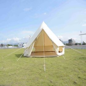 Canvas Tent Bell Tent Glamping, 4 Seasons Yurt Tent for Camping, 4M/5M Cotton Canvas Tent for Family Camping, Outdoor Hunting, or Party (13ft-16.5ft).