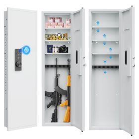 53" Fingerprint Touch Panel In-Wall Safe,Hidden Wall Gun Safe for Rifles with Adjustable Shelves,Assembled Storage Multifunctional Wall Safe for Firea (Color: AS PIC)
