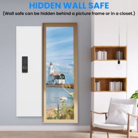 53" Fingerprint Touch Panel In-Wall Safe,Hidden Wall Gun Safe for Rifles with Adjustable Shelves,Assembled Storage Multifunctional Wall Safe for Firea (Color: as picture)