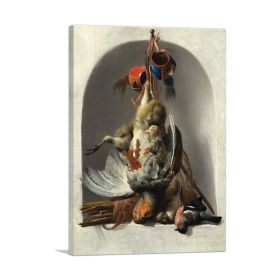 Still Life with Birds and Hunting Gear in a Niche 1633 (Type: Standard Framed Canvas Print, size: 32" x 24" / 80cm x 60cm (approx))